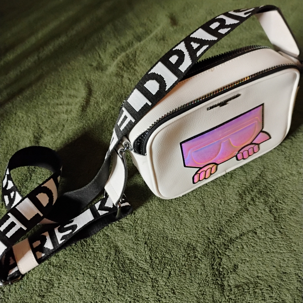 Karl Lagerfeld White Crossbody Bag with Cartoon Design
